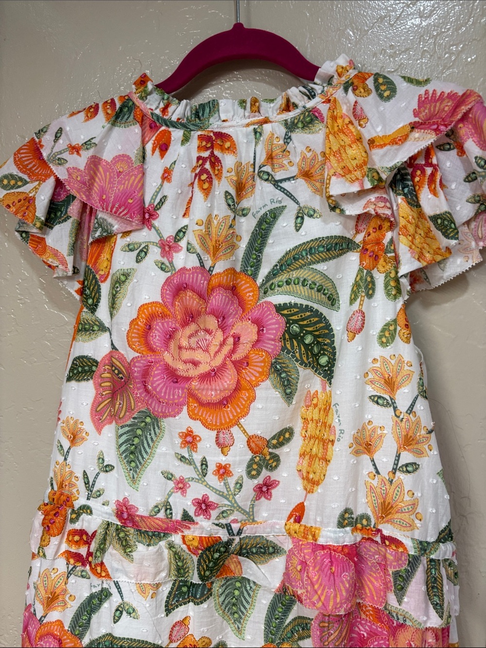 FARM RIO short tiered summer cotton Dress with tassels - Picture 7 of 7